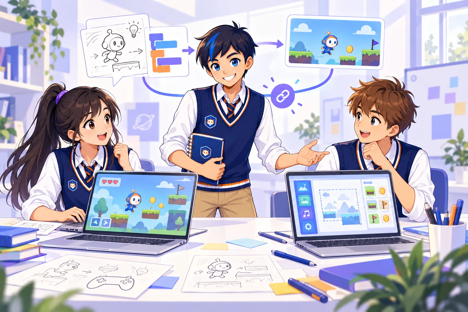 新版小博与孩子开发原创软件与游戏的进阶课程插画